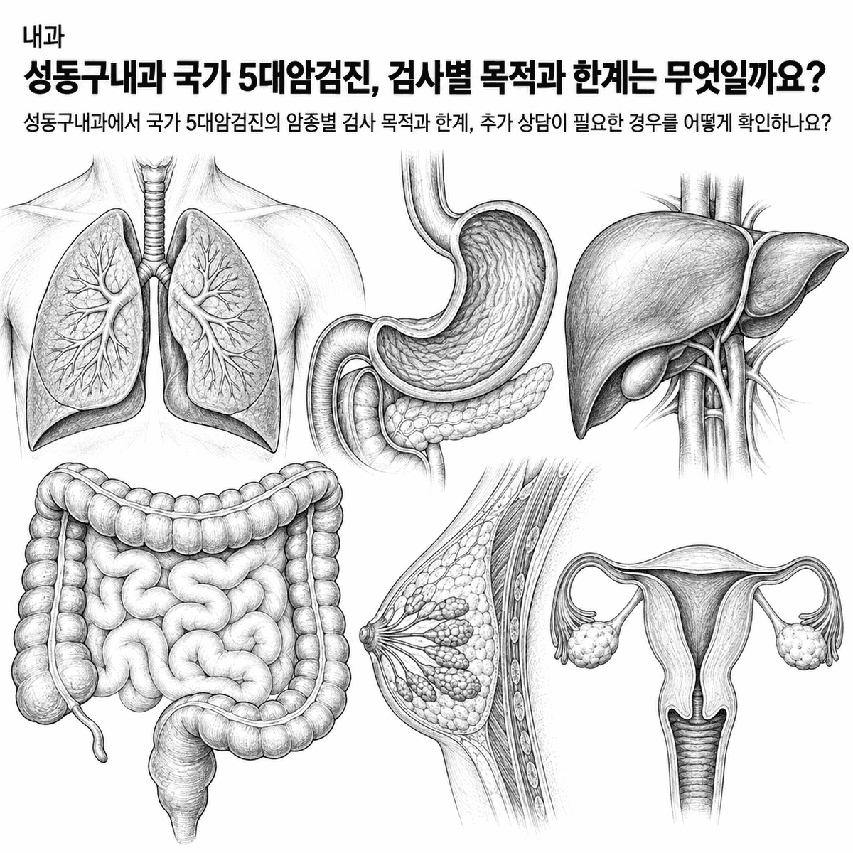 서울 성동구내과 국가 5대암검진, 검사별 목적과 한계는 무엇일까요 핵심 정보 이미지
