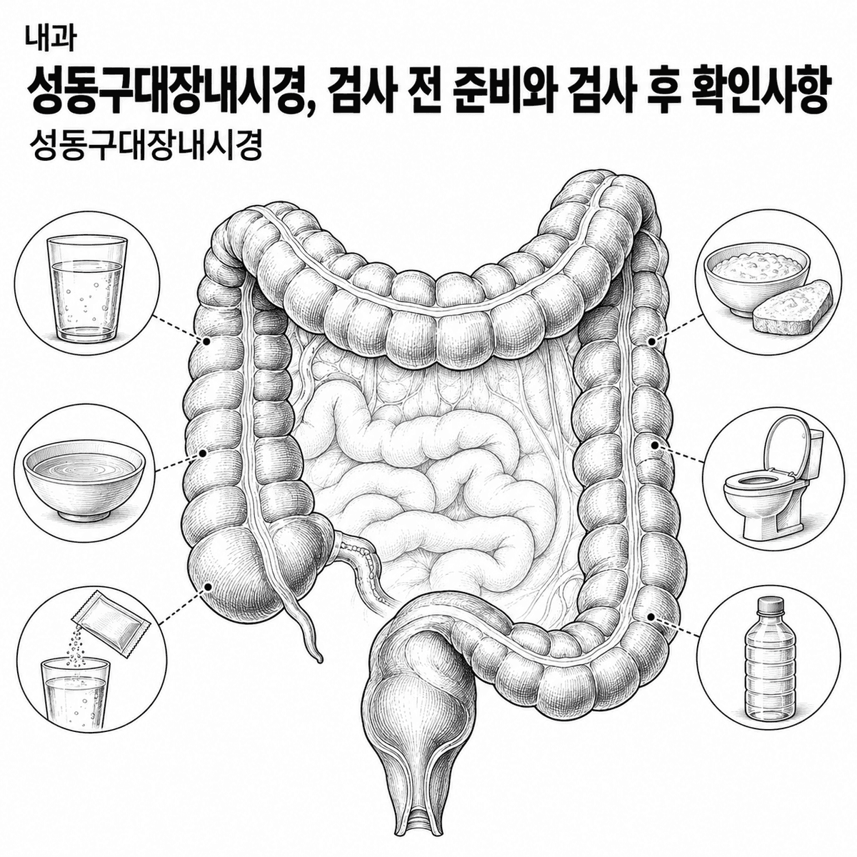 서울 내과 성동구대장내시경, 검사 전 준비와 검사 후 확인사항 핵심 정보 이미지